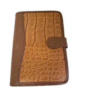 Time Organizer Planner Unisex Medium Brown Crocodile Embossed 6-Ring Binder